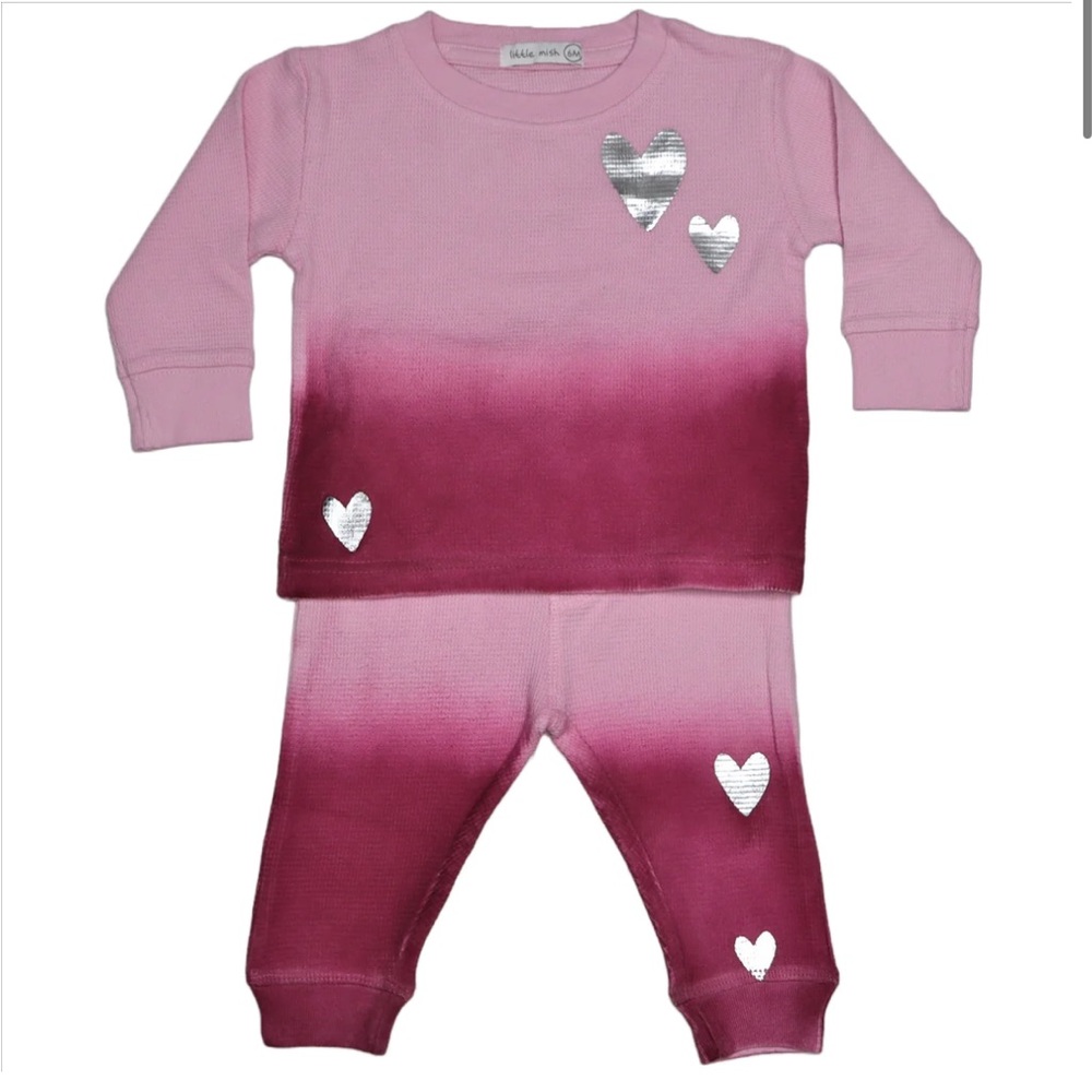 Little mish silver foil hearts on pink ombré